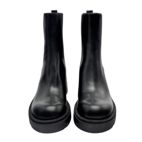 Zara Black Leather Ankle Boots Platform Lug Sole Heel Chelsea Booties Size 41 - Picture 8 of 15